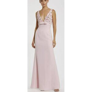 Mac Duggal Pearl Rhinestone Embellished Formal Maxi Dress Gown Sz 6 NWT